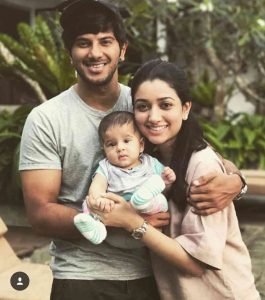 Dulquer Saalman with wife and baby